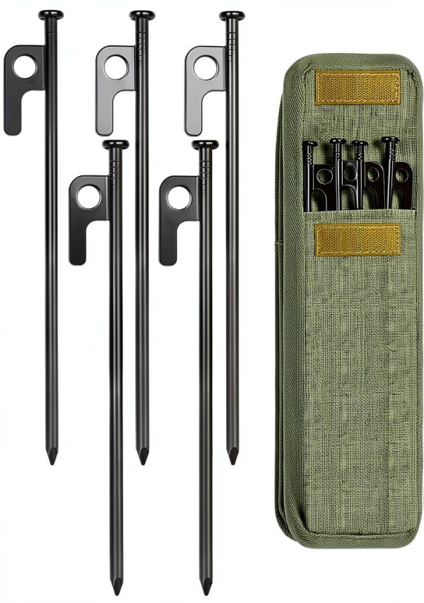 8/16/32 Pack 8in Heavy Duty Forged Steel Tent Stakes, with Storage Bag, for Camping-0