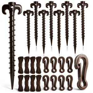 AUGSUN Plastic Inflatable Stakes 27pcs Black Heavy Duty Garden Stakes-0
