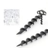 Tent Stakes Ground Anchors 6 Pack Black Spiral 9.4 Inch Heavy Duty-2
