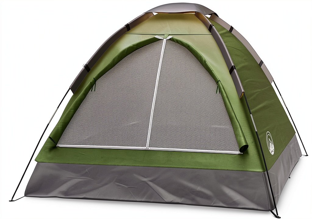 Installing 2-Person Camping Tent - Shelter with Rain Fly and Carrying Bag - Lightweight Outdoor Tent for Backpacking, Hiking, and Beach by Wakeman (Green) on a wooden desk