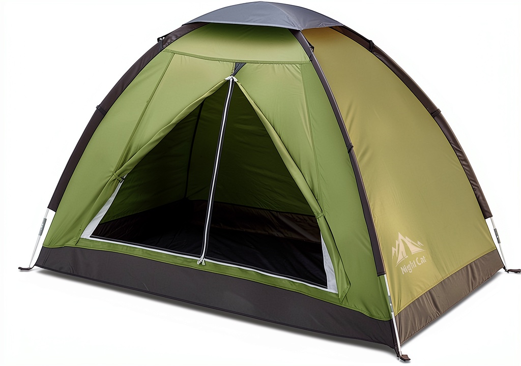 Installing Night Cat Backpacking Tent Waterproof Army Green 1-2 Person on a wooden desk