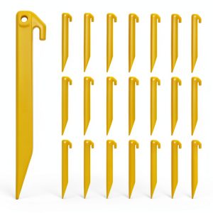 Plastic Tent Pegs GDLPZM 24pcs 9 Inch Yellow Heavy Duty Tent Stakes-0