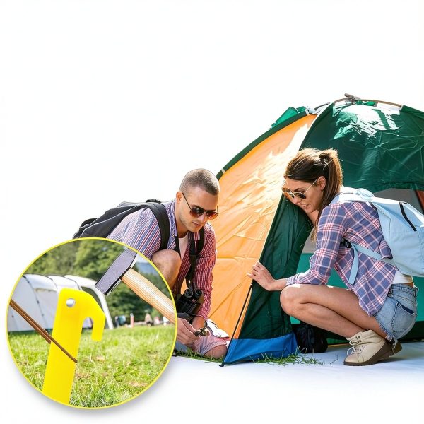 Plastic Tent Pegs GDLPZM 24pcs 9 Inch Yellow Heavy Duty Tent Stakes-3