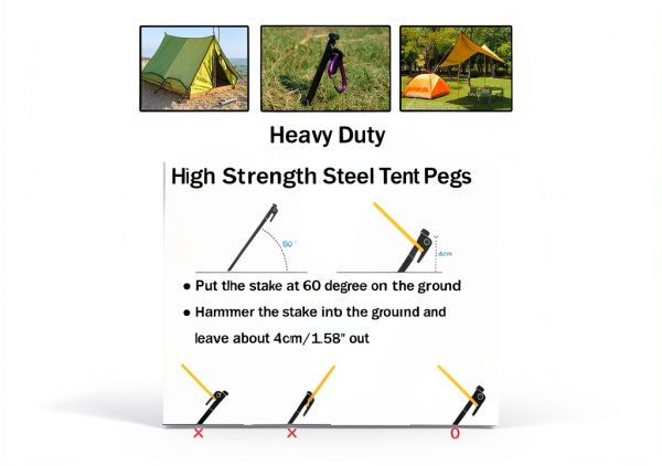 Tent Stakes 8 Pack Heavy Duty Metal Pegs by RIY 8 Inch Unbreakable-8